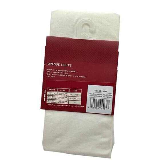 Merona Opaque Tights M/L Nylon/Spandex White - Picture 2 of 2